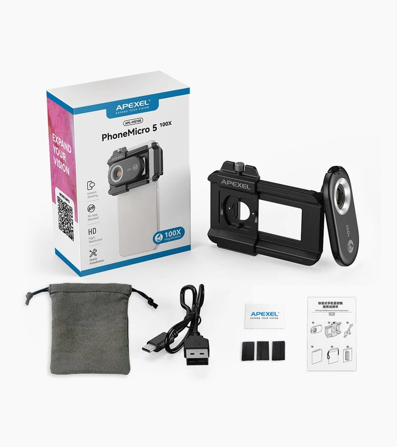 Objectif de microscope APEXEL PhoneMicro série 5 100X/150X/200X/300X
