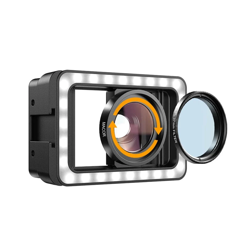 Objectif macro APEXEL M15 avec éclairage d'appoint