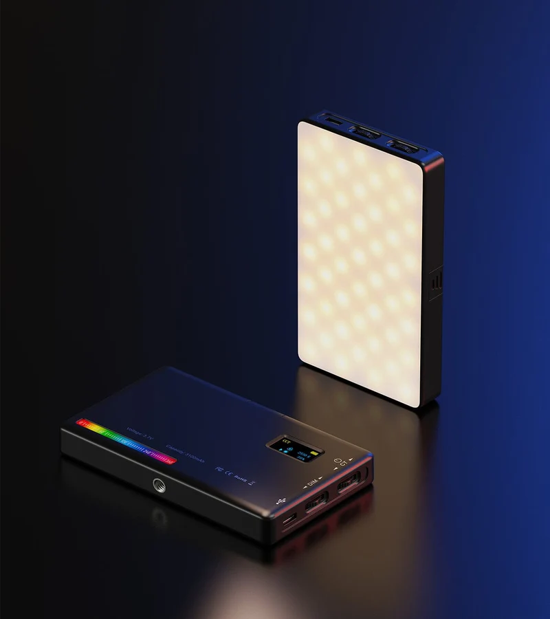 Kit d'éclairage LED RGB FL07 CRI95+ à intensité variable, format poche, pour la photographie et le vlogging.