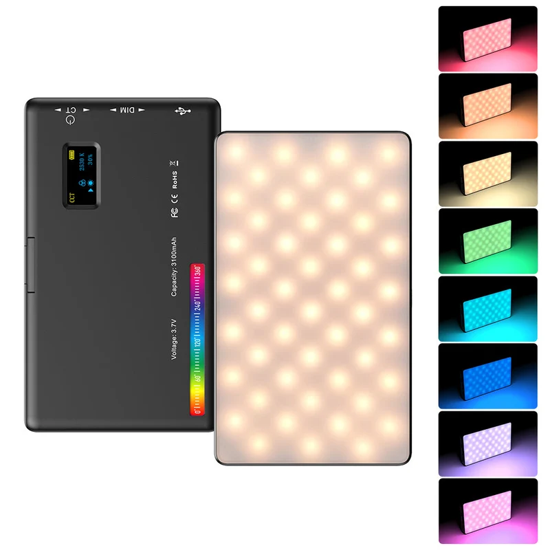 Kit d'éclairage LED RGB FL07 CRI95+ à intensité variable, format poche, pour la photographie et le vlogging.