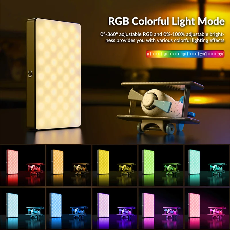Kit d'éclairage LED RGB FL07 CRI95+ à intensité variable, format poche, pour la photographie et le vlogging.