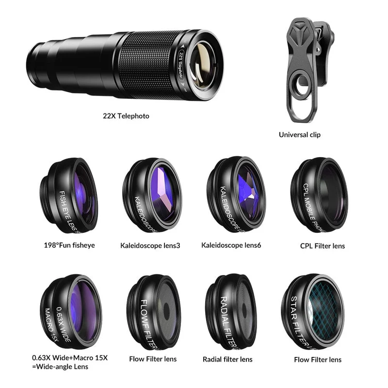 Kit d'objectifs pour téléphone 22X 10 en 1
