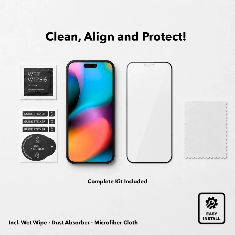 Verre blindé plein écran pour iPhone 16 Pro Max