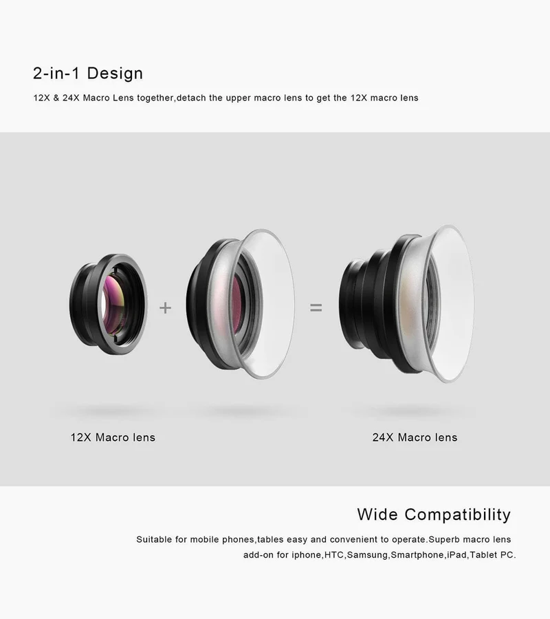 Objectif macro 2 en 1 12x/24x