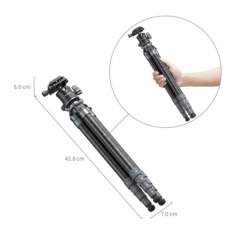 SmallRig 6598 Ultra-Light Travel Carbon Fiber Tripod for Photography