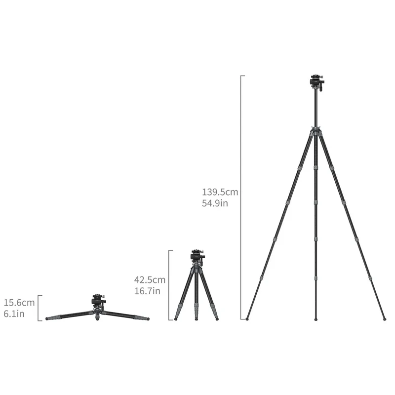 SmallRig 6599 Ultra-Light Travel Carbon Fiber Tripod for Video