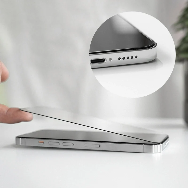 Verre blindé pour iPhone 15 avec protection contre les regards indiscrets