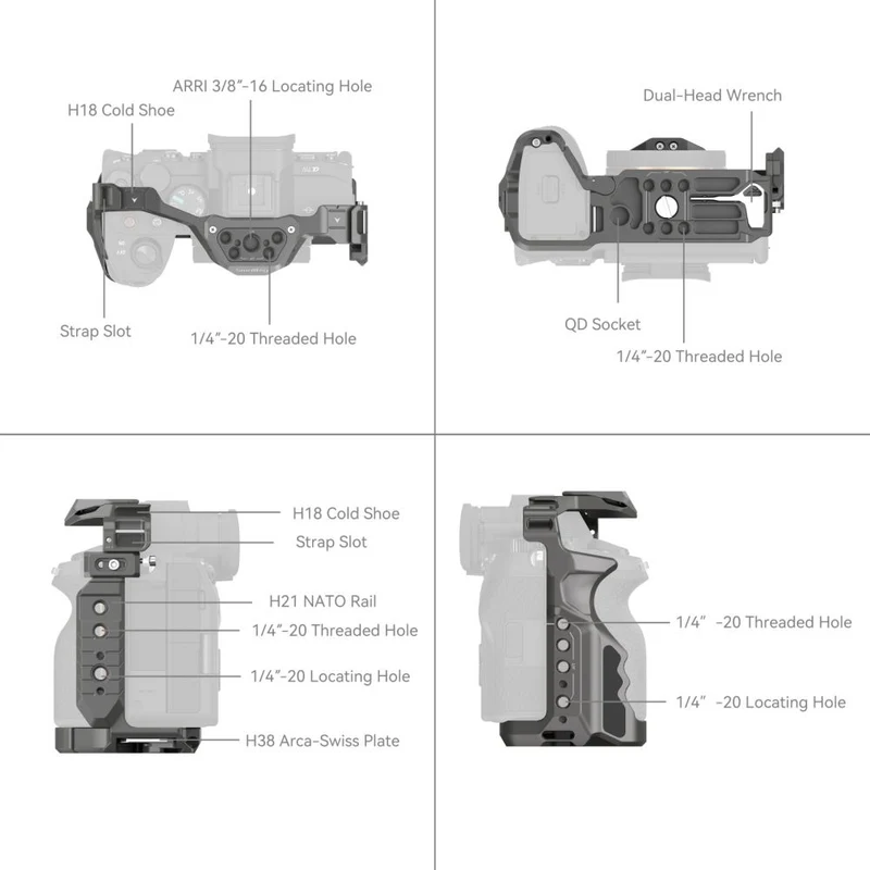 SmallRig HawkLock Quick Release Cage pour Sony Alpha 7R V / Alpha 7 IV / Alpha 7S III / Alpha 1 / Alpha 7R IV 4481