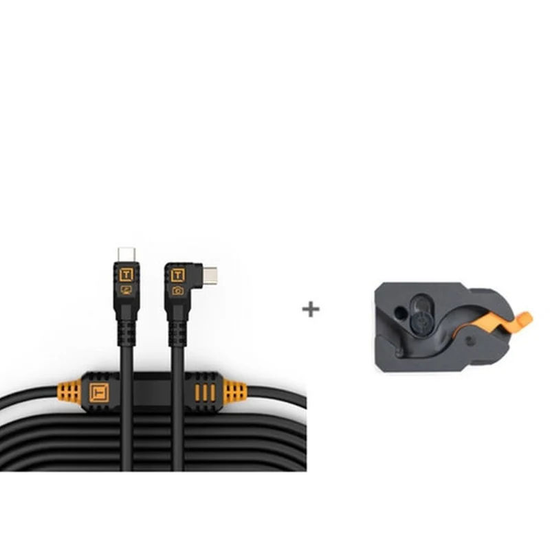 Tether Tools TetherGuard LeverLock & set de câbles, USB-C droit à USB-C coudé, 9,4 m noir non réfléchissant