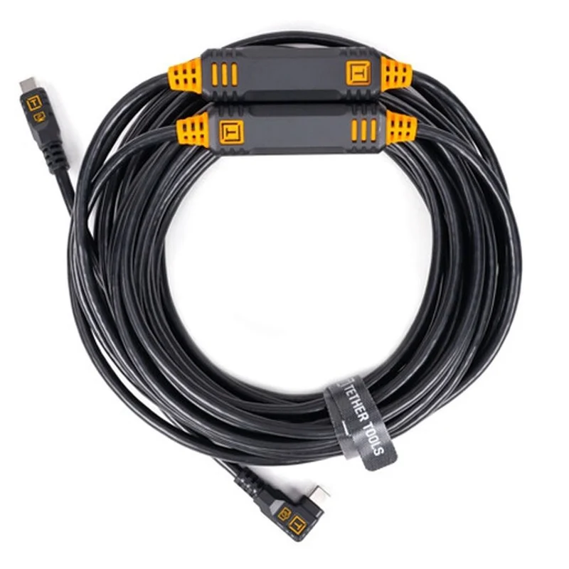 Tether Tools TetherGuard LeverLock & set de câbles, USB-C droit à USB-C coudé, 9,4 m noir non réfléchissant