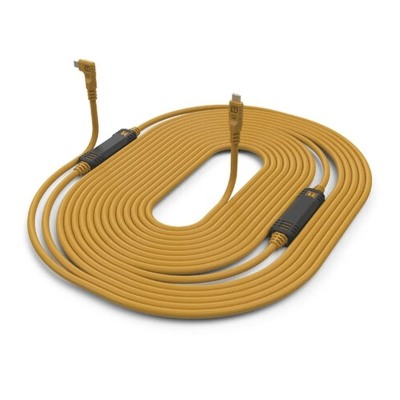 Tether Tools TetherGuard LeverLock & Set de Câbles, USB-C Droit à USB-C Coudé, 9,4 m, Orange Haute Visibilité