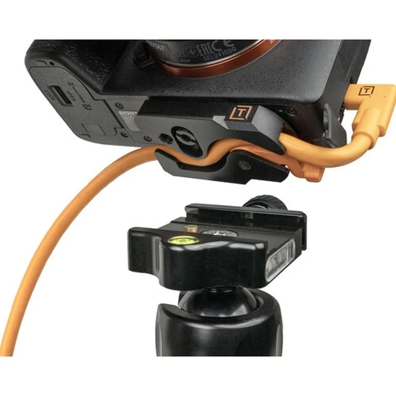 Tether Tools TetherGuard LeverLock & Set de Câbles, USB-C Droit à USB-C Coudé, 9,4 m, Orange Haute Visibilité