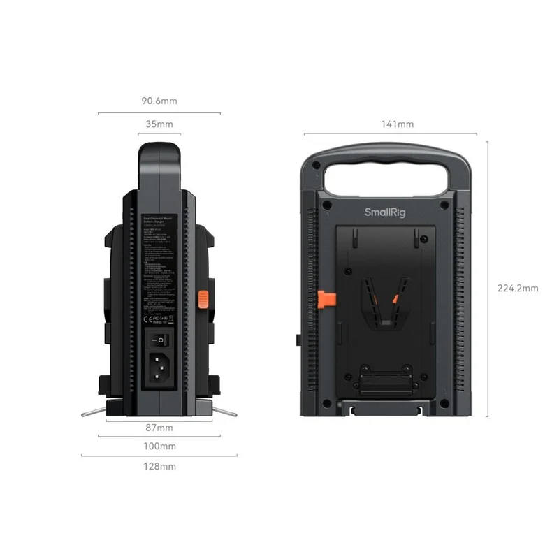 SmallRig 4578 Chargeur de Batterie V-Mount Double Canal (Norme Européenne)