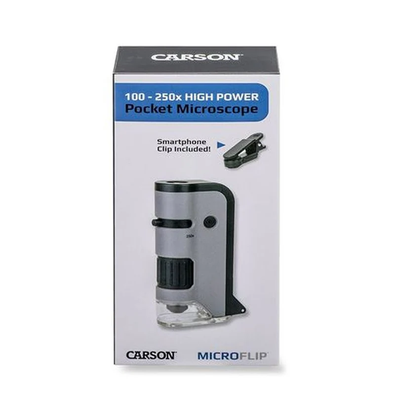 Carson Microscope portatif MP-250 MicroFlip 100-250x avec adaptateur pour smartphone