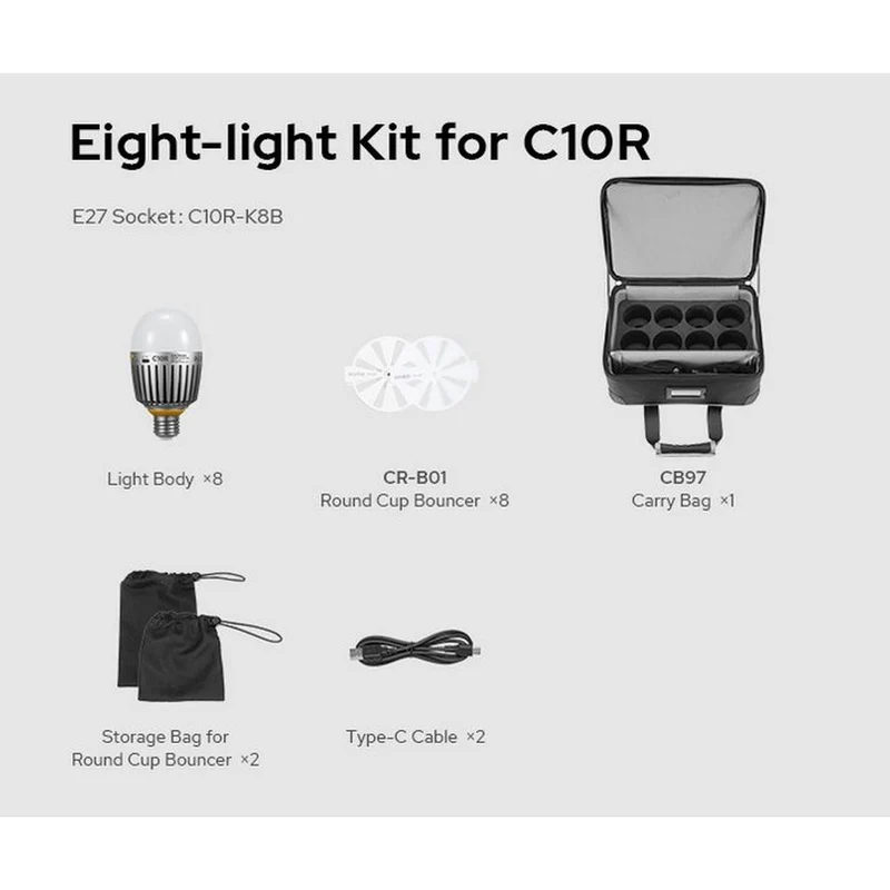 Godox KNOWLED RGBWW C10R Kit de 8 ampoules créatives (E27)