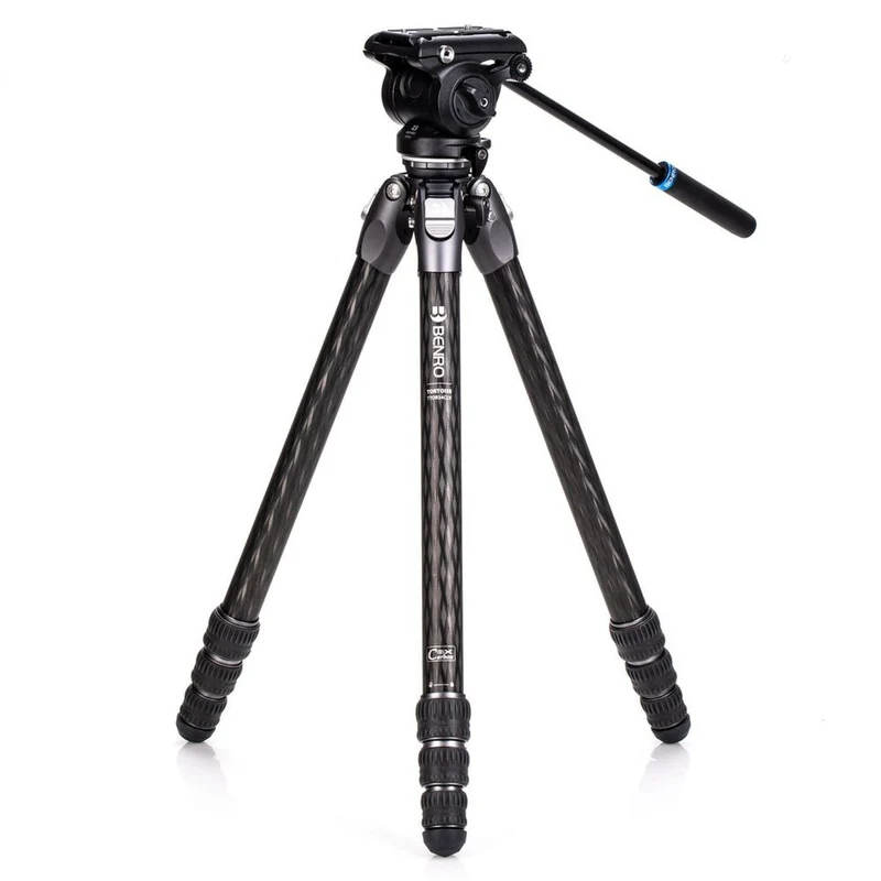 Benro Tortoise Carbon Trépied avec tête vidéo S4PRO, base de nivellement 34C