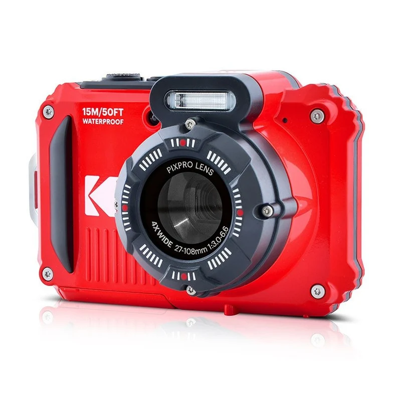 Kodak Étanche PixPro WPZ-2 Rouge Zoom 4x, WiFi + Batterie Supplémentaire + Carte Mémoire 16 Go