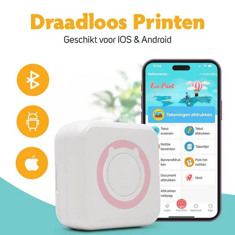 Pora&co Mini imprimante pour mobile, rose