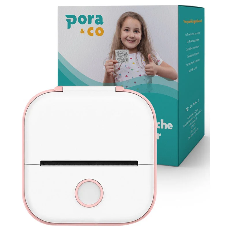 Pora&co Mini imprimante photo thermique pour smartphone, rose
