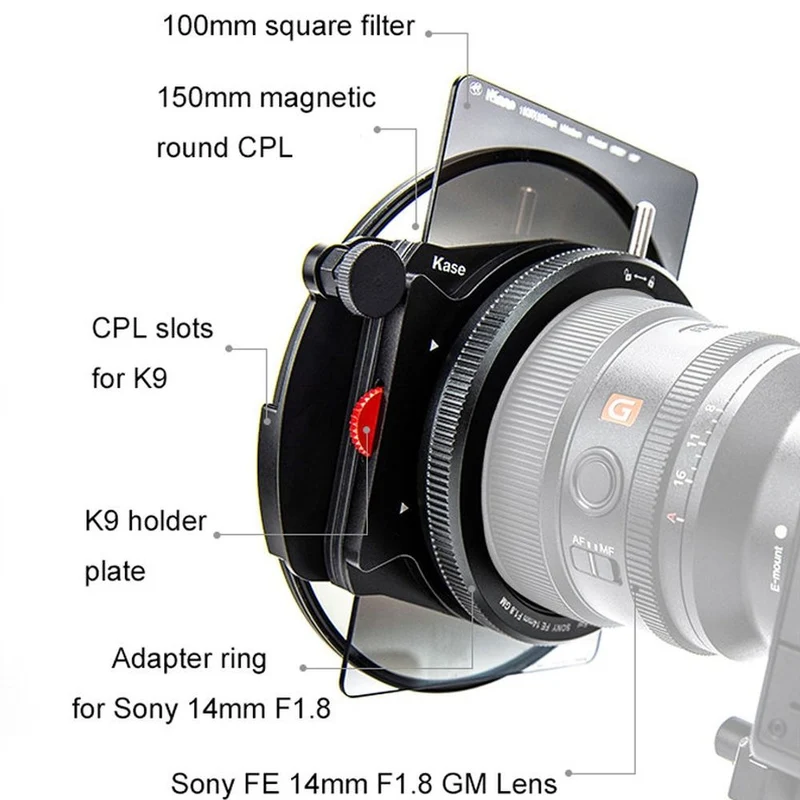 Kase K100 K9 Sony 14mm Kit f/1.8 avec CPL