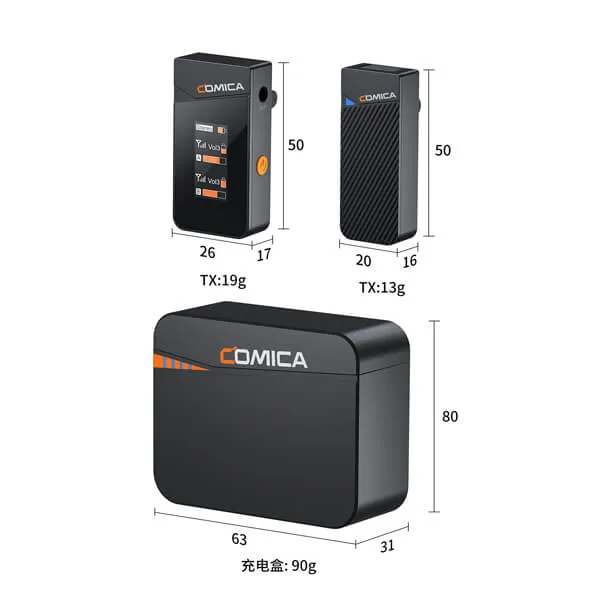 Comica Mini Microphone sans Fil 2.4G - 2 Émetteurs + Étui de Chargement