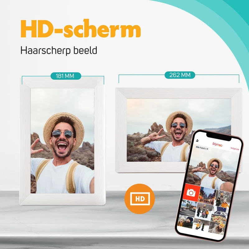Pora&co Cadre photo numérique avec WiFi et application Frameo 10 pouces, blanc