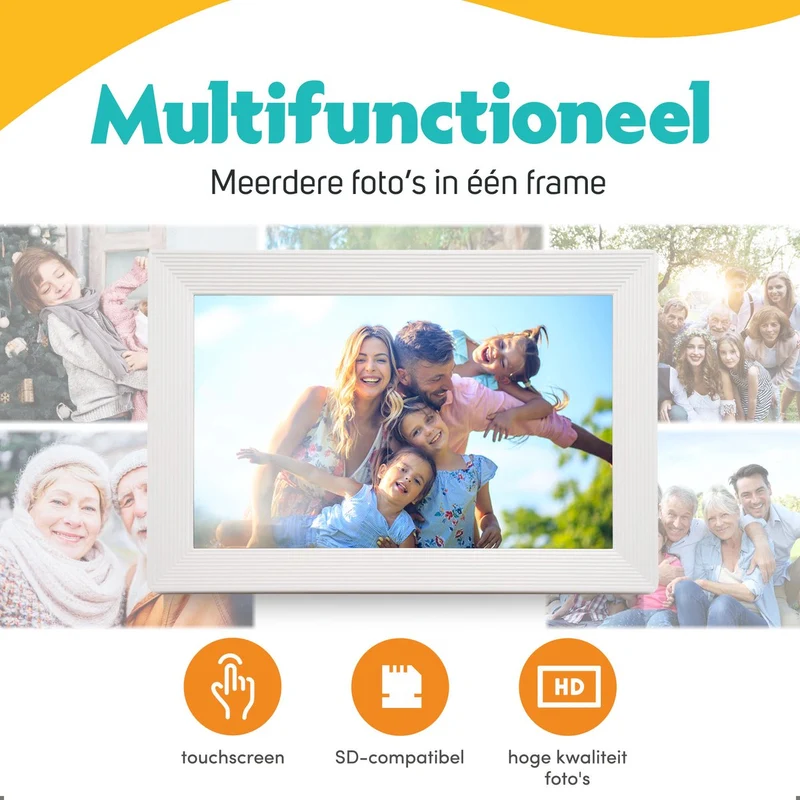 Pora&co Cadre photo numérique avec WiFi et application Frameo 10 pouces, blanc