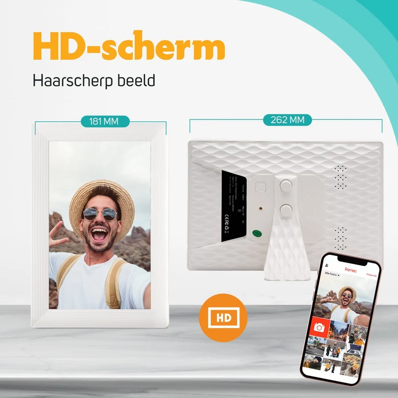 Pora&co Cadre photo numérique avec WiFi et application Frameo 10 pouces, blanc