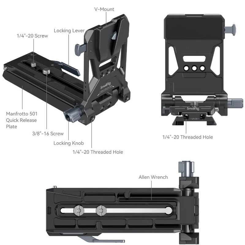 SmallRig 4323 Kit de Plaque de Montage de Batterie V-Mount pour Caméras de Cinéma