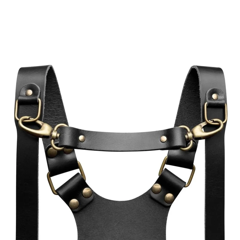 The Hantler Sangle de poitrine noir / laiton, 22cm