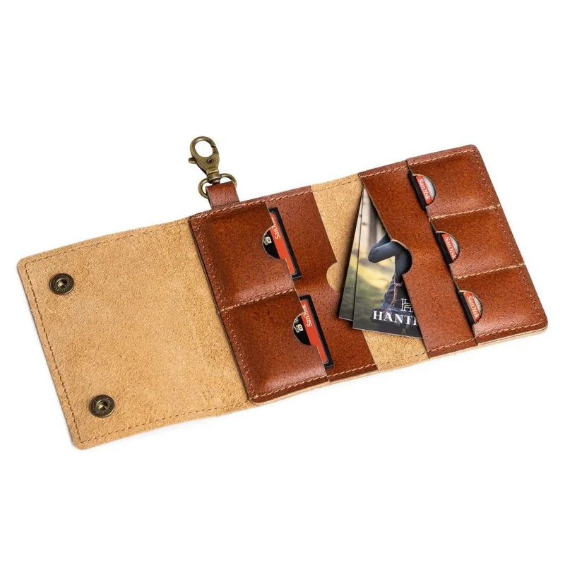 The Hantler Porte-cartes mémoire Marron whisky / Laiton, 3x SD + 2x CF
