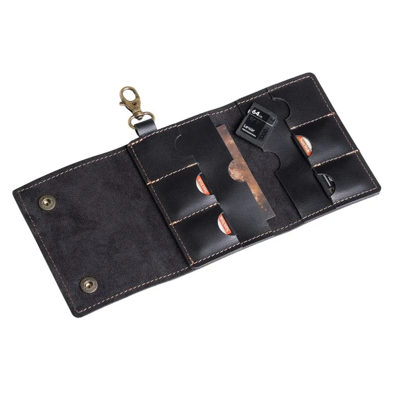 The Hantler Porte-cartes mémoire Noir / Laiton, 3x SD + 2x CF