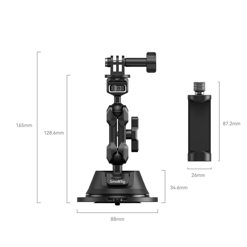 SmallRig 4275 Kit de support portable à ventouse pour caméras d'action/téléphones portables SC-1K