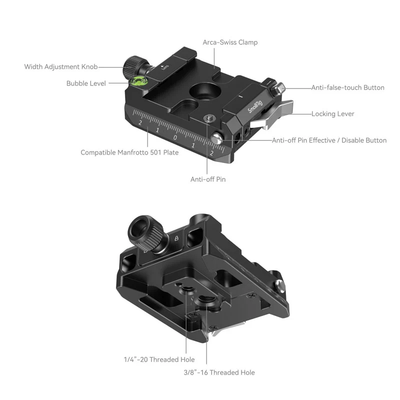 SmallRig 4234 Kit de Plaque de Montage Compatible Arca-Swiss / Manfrotto