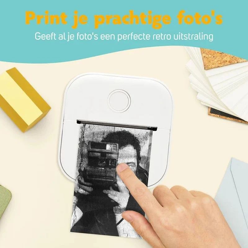 Pora&Co Mini imprimante photo pour smartphone, blanc