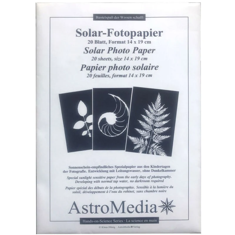 B.I.G. Papier photo solaire Astromedia, 14 x 19 cm, 20 feuilles
