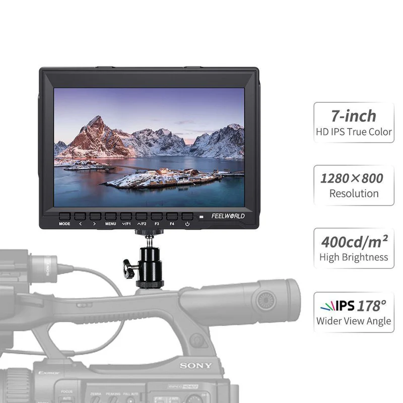 Feelworld 7" FW759 Moniteur d'appareil photo reflex HD Video Assist IPS 1280 X 800 4K HDMI A
