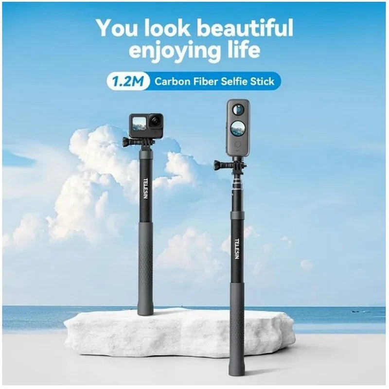 Telesin Premium Perche à Selfie carbone (120 cm)
