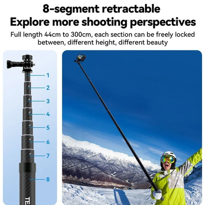Telesin Premium Perche à Selfie carbone (300 cm)