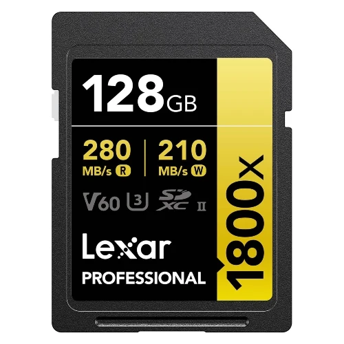 Lexar Professional SDXC 128 Go BL 1800x UHS-II V60 Doré