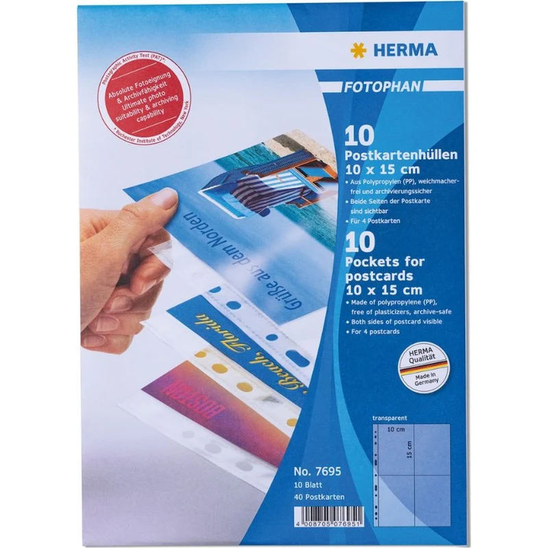 Herma Cartes Postales couvre 4x 10x15 10 pièces