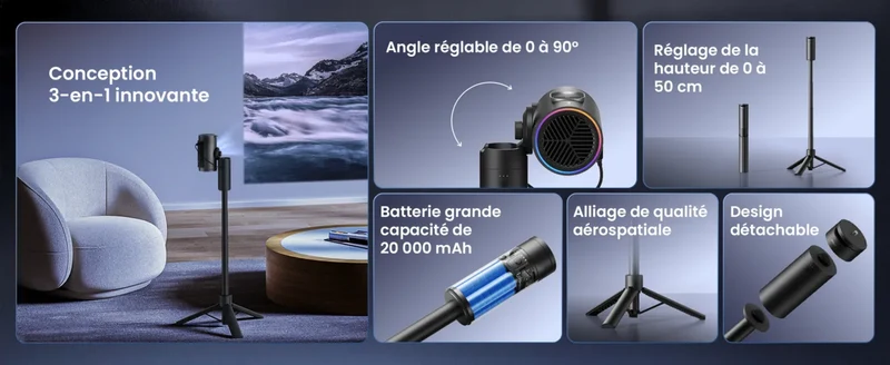 JMGO PicoPlay + Powerbank + Pied de sol + étui de tran