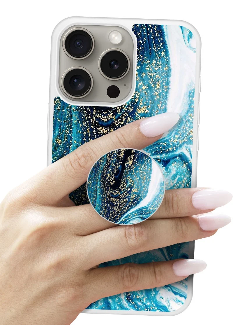 Grip imprimé | Design Marbre Bleu Pailleté