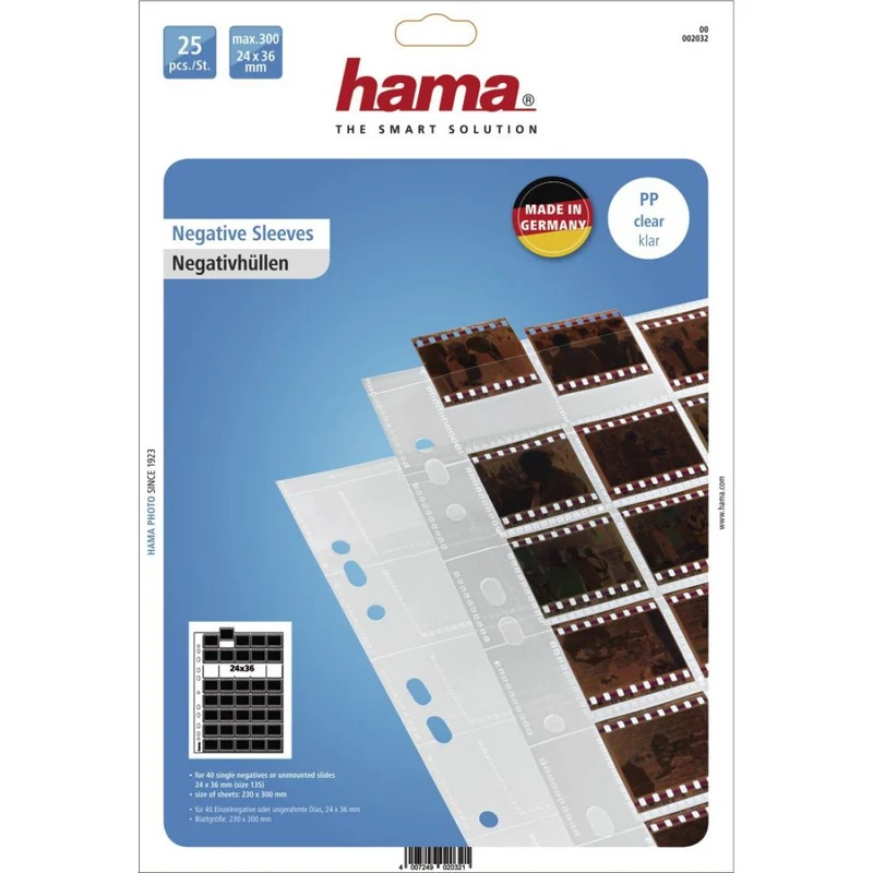 Hama manchons négatifs PP clair 24x36mm 25f
