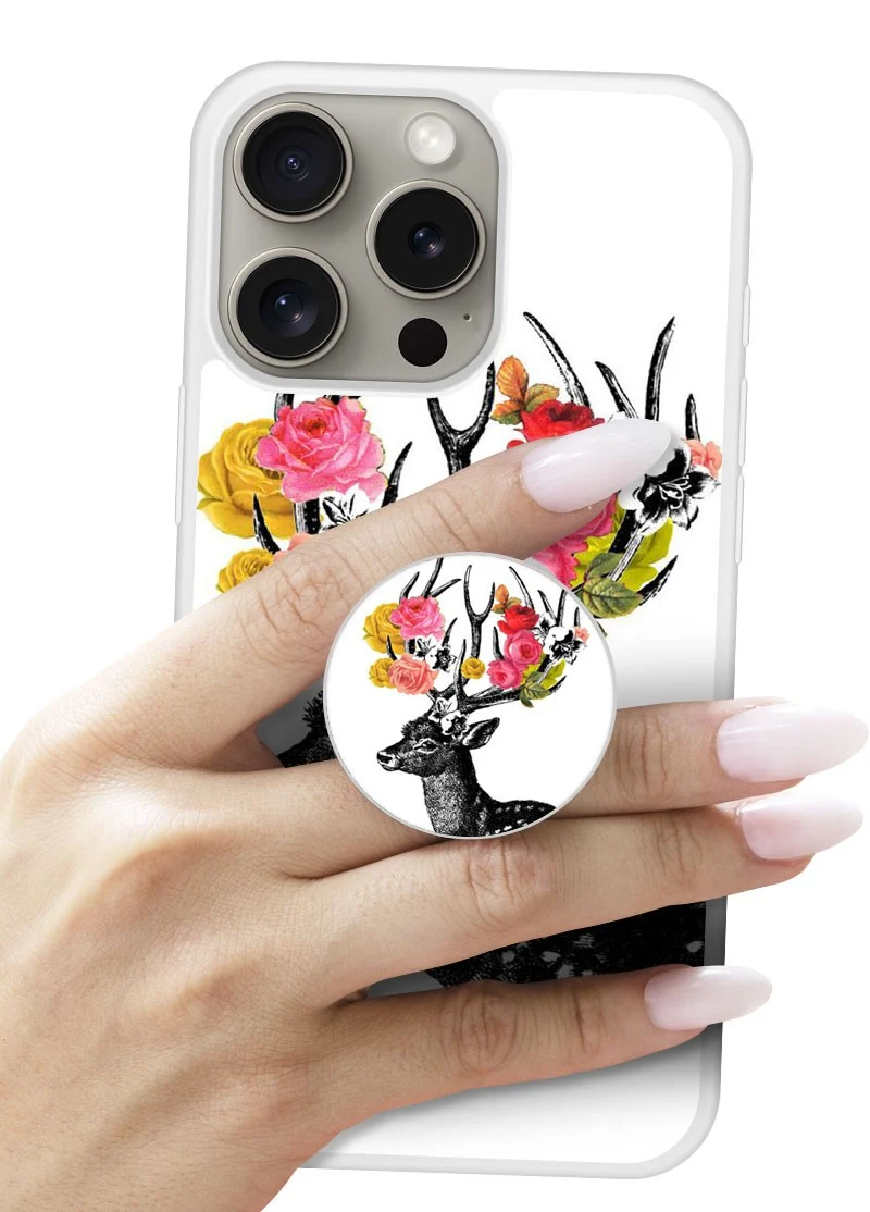 Grip imprimé | Design Cerf fleurs