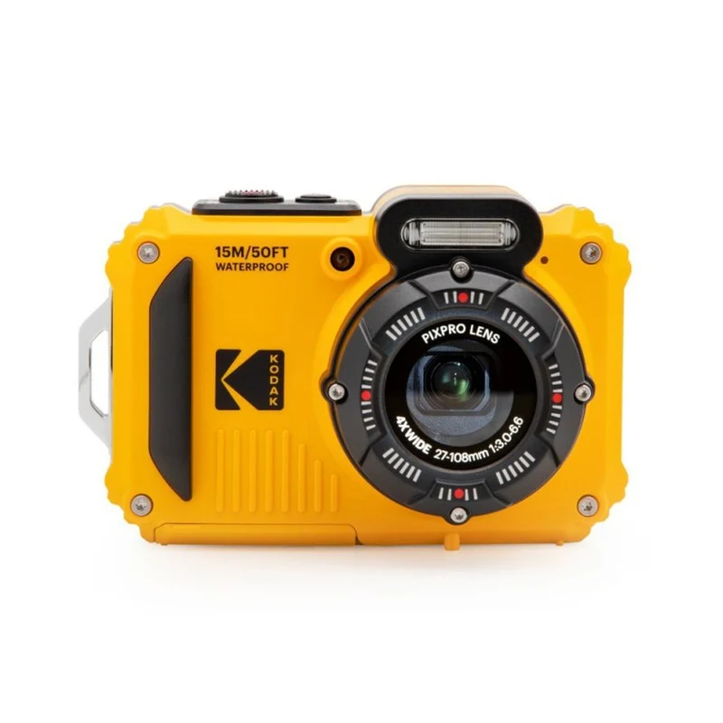 Kodak Étanche WPZ-2 Jaune Zoom 4x, WiFi + Batterie Supplémentaire + Carte Mémoire 16 Go