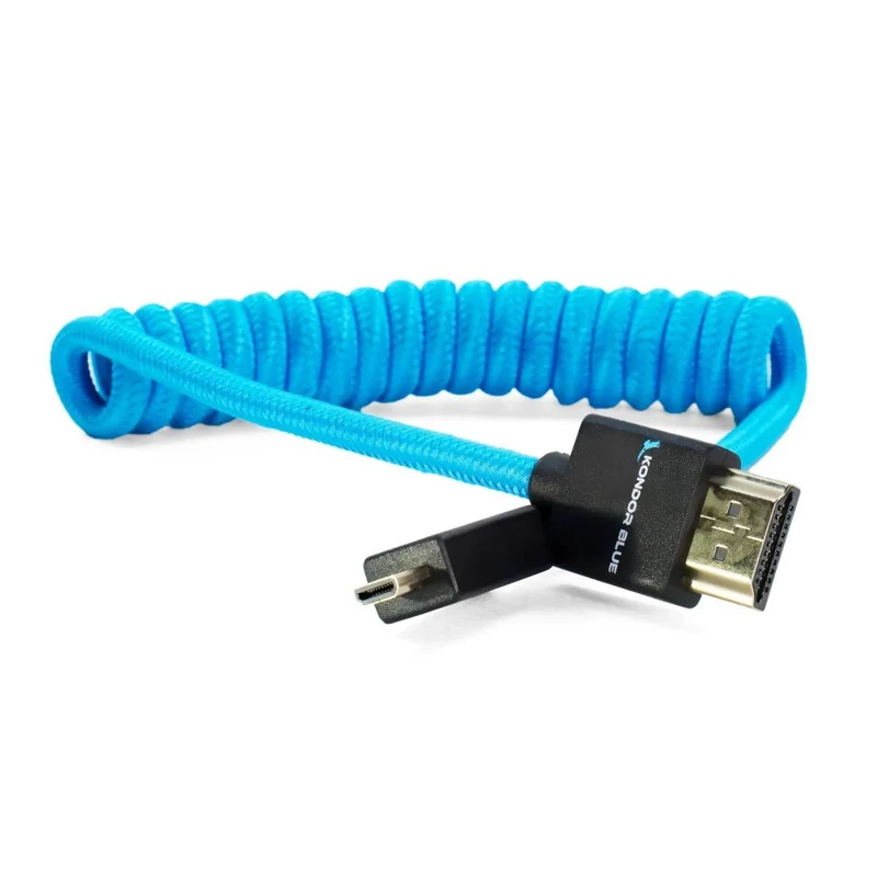 Kondor Blue Coiled Micro HDMI To Full HDMI (12-24")
