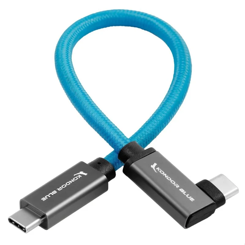 Kondor Blue Câble USB C vers USB C Haute Vitesse pour Samsung T5 T7 SSD - Coudé