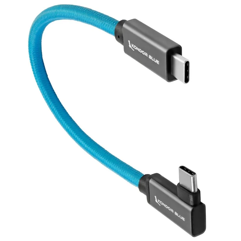 Kondor Blue Câble USB C vers USB C Haute Vitesse pour Samsung T5 T7 SSD - Coudé