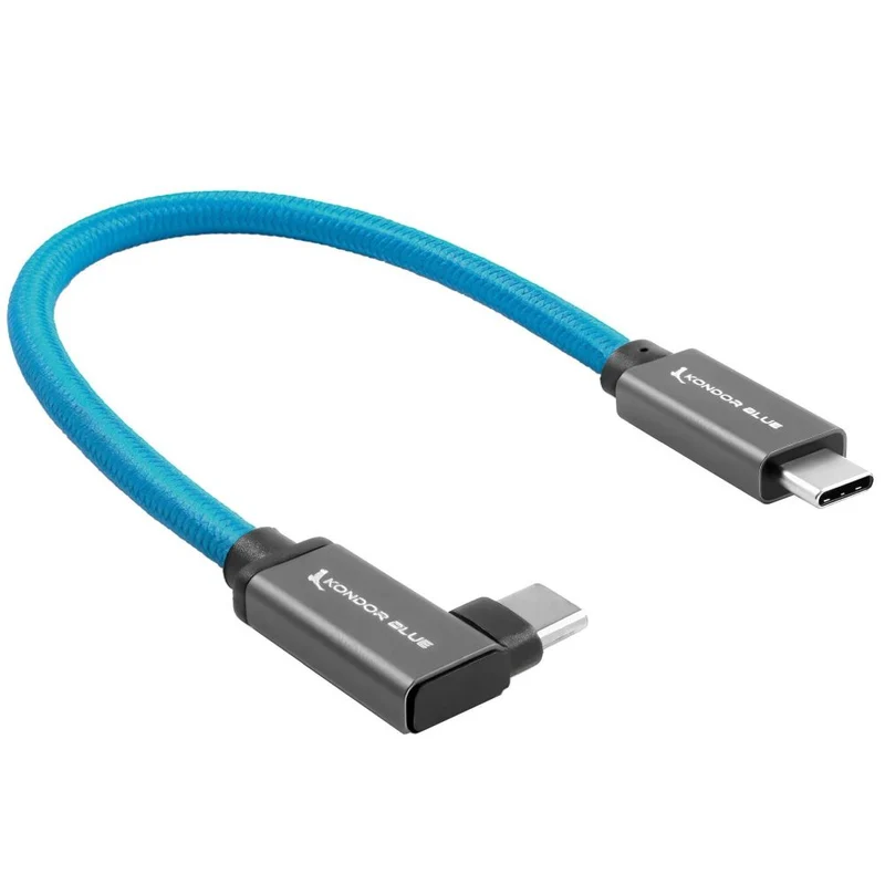 Kondor Blue Câble USB C vers USB C Haute Vitesse pour Samsung T5 T7 SSD - Coudé